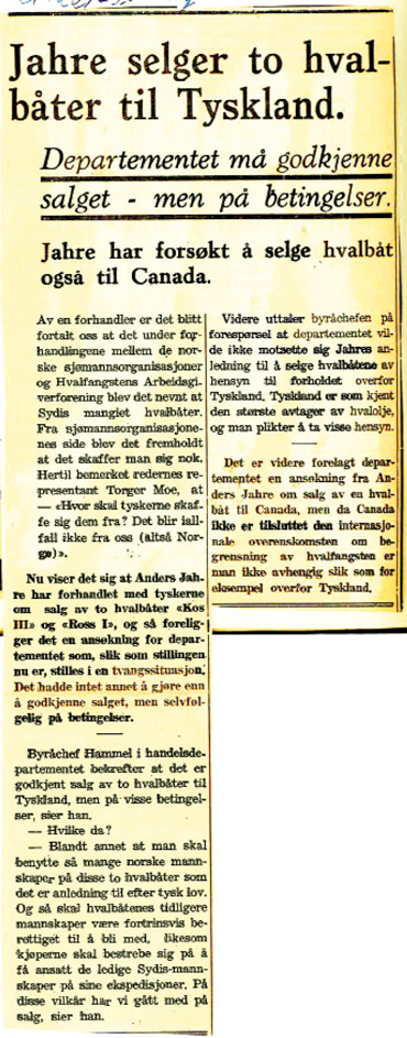 Avisklipp fra Vestfold Arbeiderblad den 24/9-1937