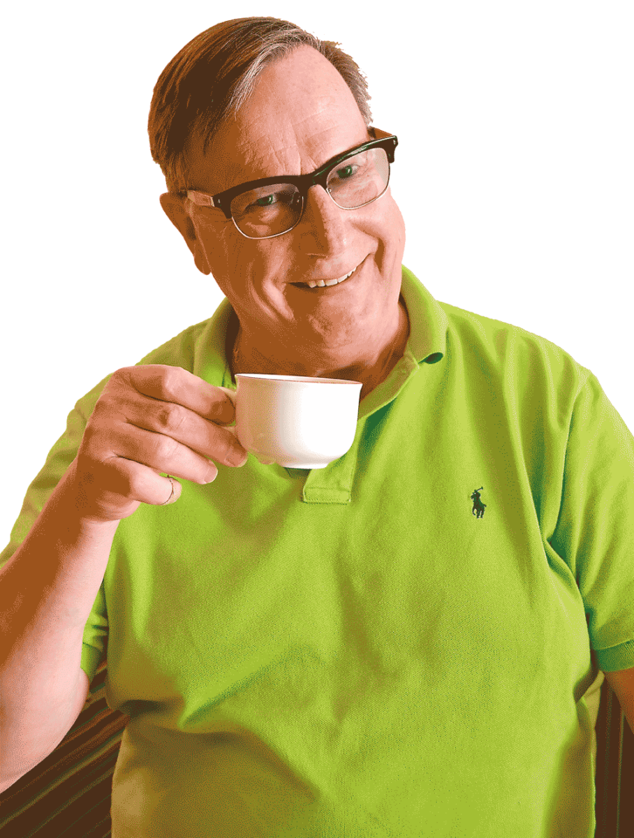 Sven Melander med kaffekopp