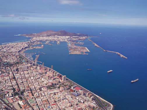Flygbild över hamnen 