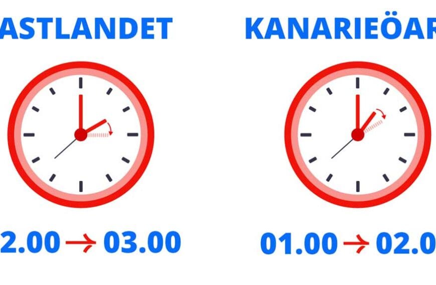 Sommartid 2026 Gran Canaria ställa fram klockan