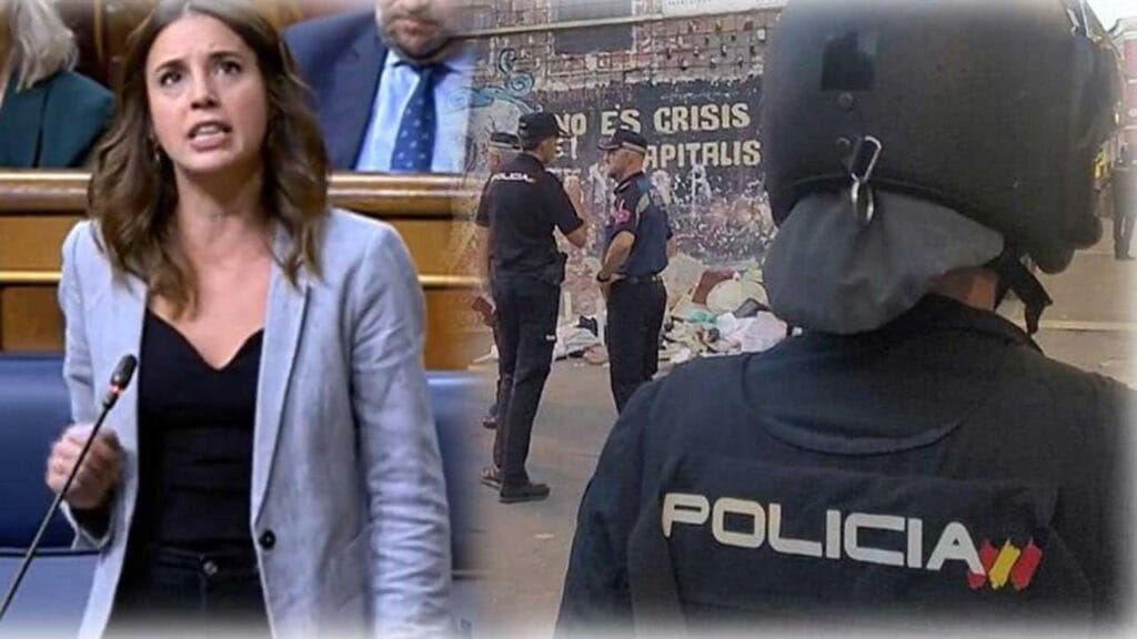 Irene Montero och poliser