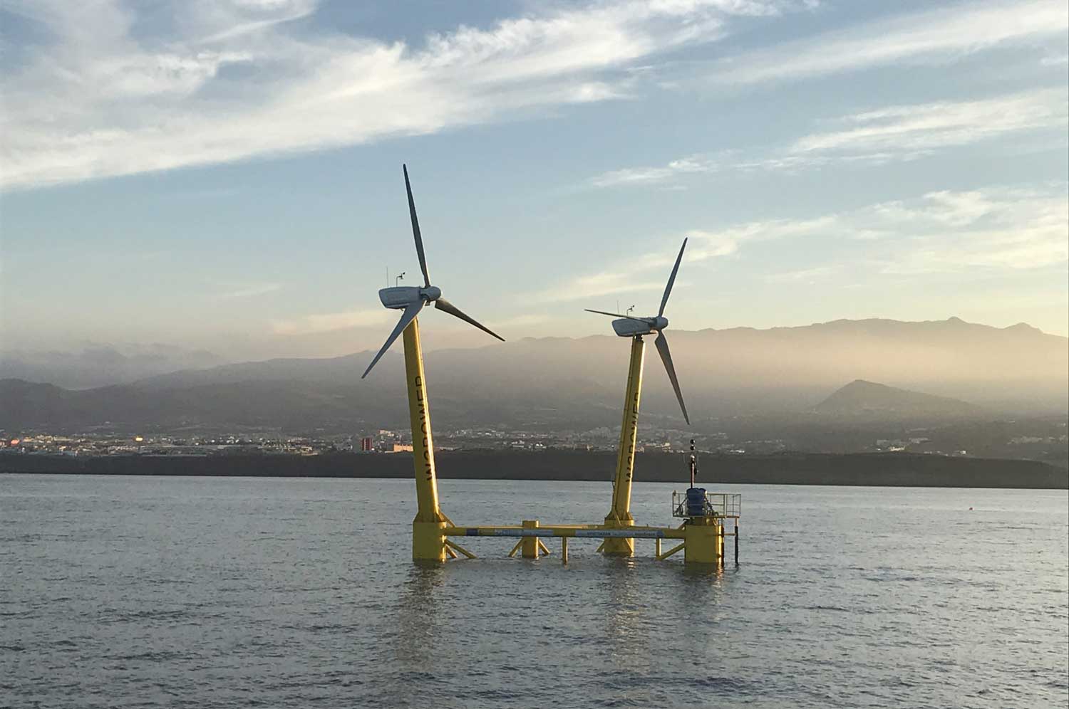 Vindkraftverk utanför kusten på gran Canaria