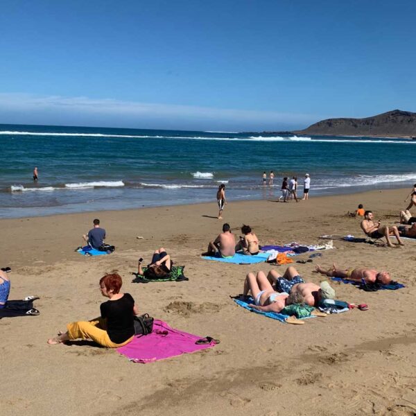 Las Canteras Gran Canaria lugnt väder trots ovädret Therese