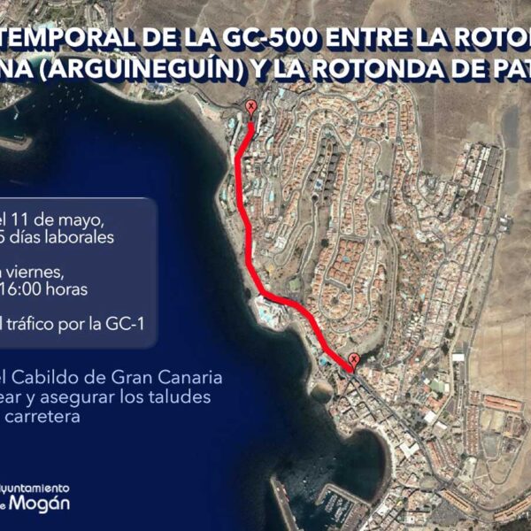 GC500 stängs av mellan rondellen Arguineguin(valfenan) till rondellen Patalavaca